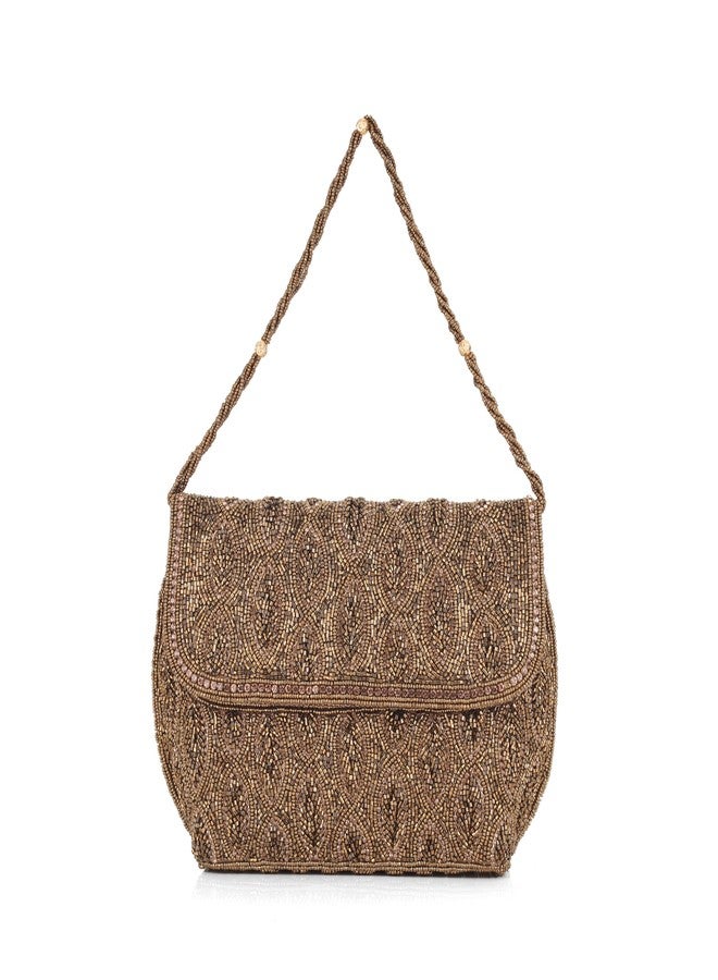JI ACCESSORIES JI Elegant Beaded Shoulder Bag for Women Designer Party & Casual Handbag (COFFEE) - Image 1